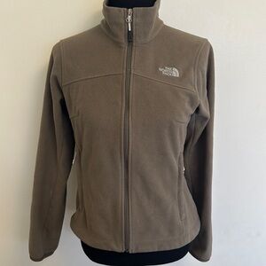 The North Face Full Zip Taupe Green Fleece Jacket Size Small
